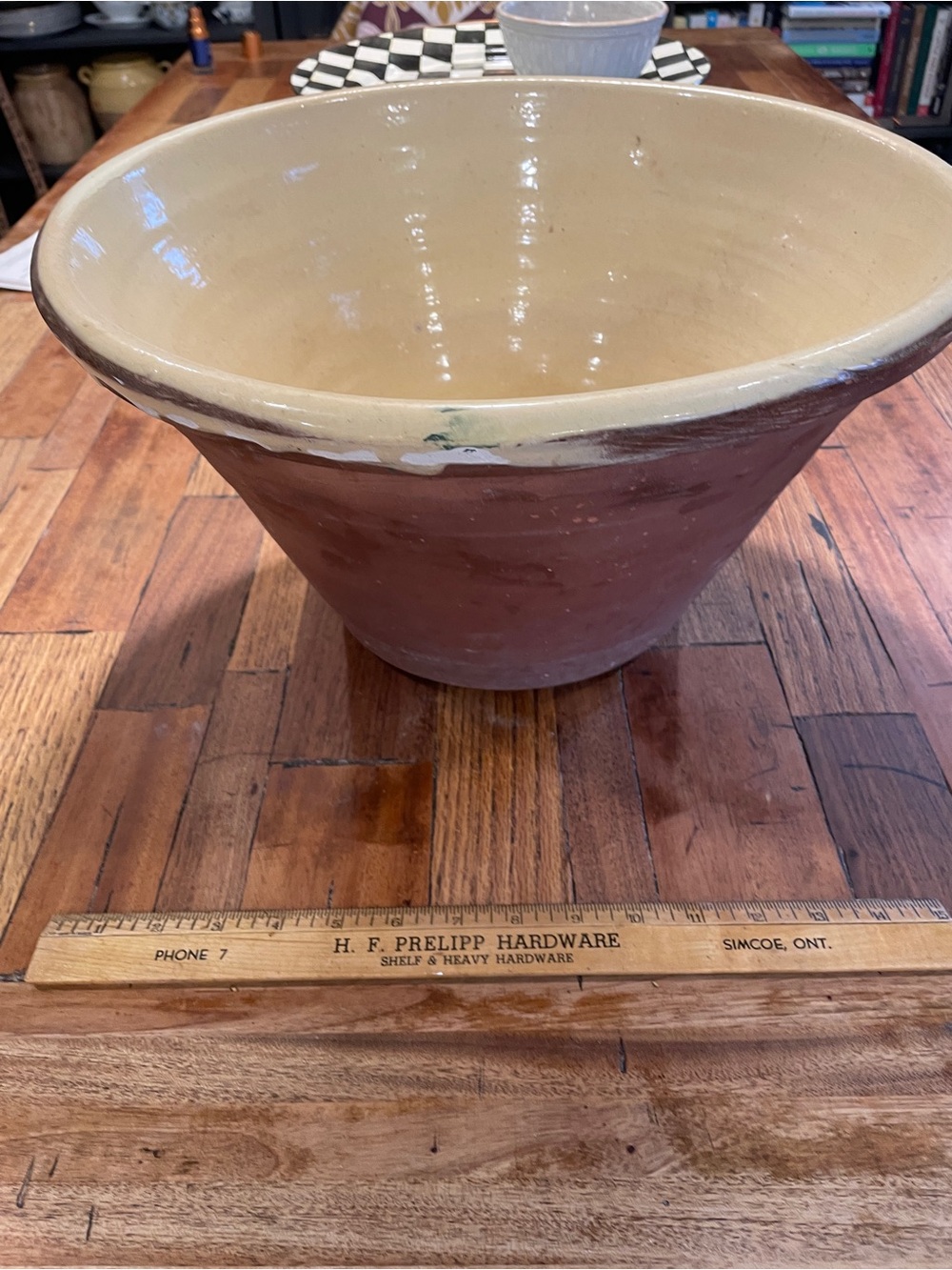 Ultra rare 1800s Antique red ward with Soft Yellow Glaze milk cooling pan - Picture 7 of 8